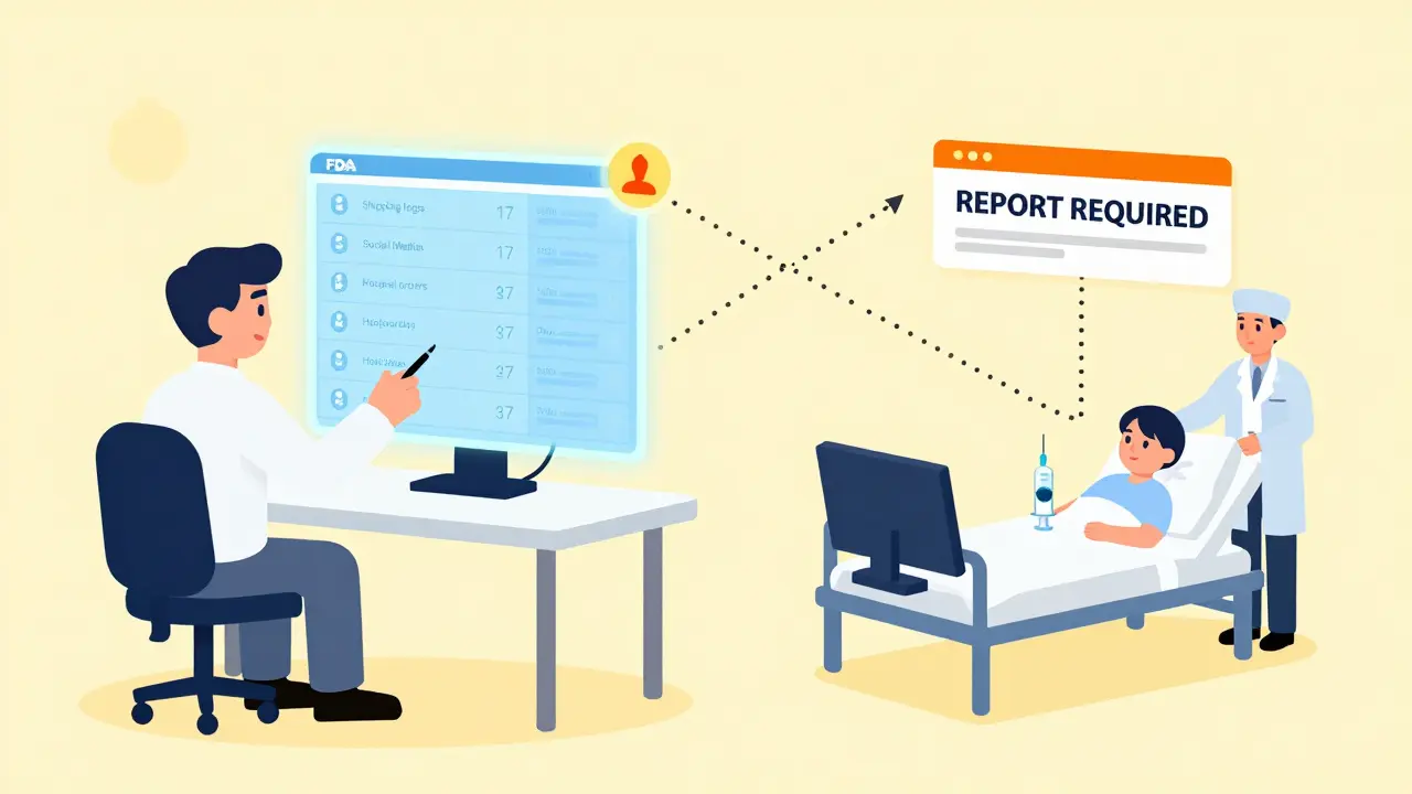 FDA agent using AI prediction tool while a manufacturer ignores a mandatory shortage report alert.