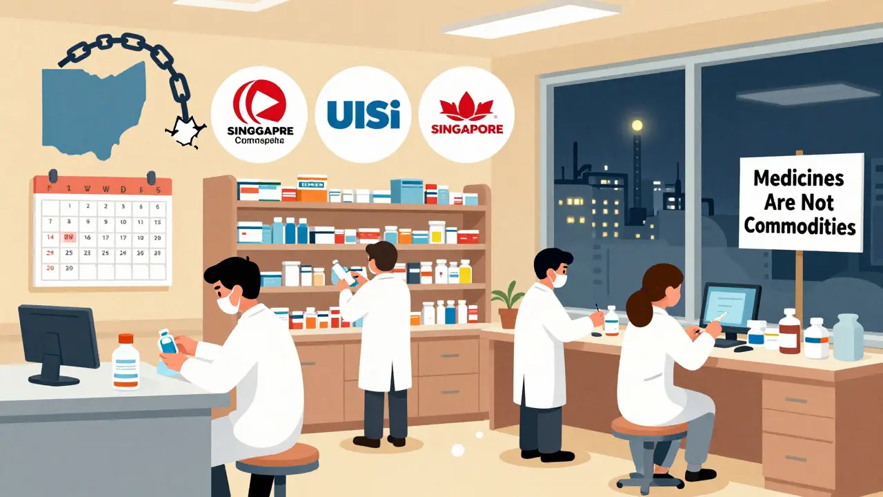 Hospital pharmacists compounding chemo from raw chemicals amid a broken global supply chain.