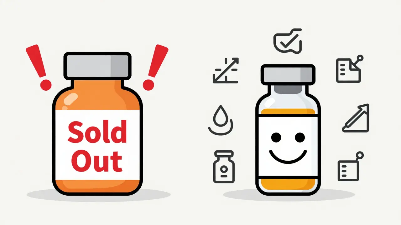 Comparison of unavailable generic pill vs. custom-compounded medication