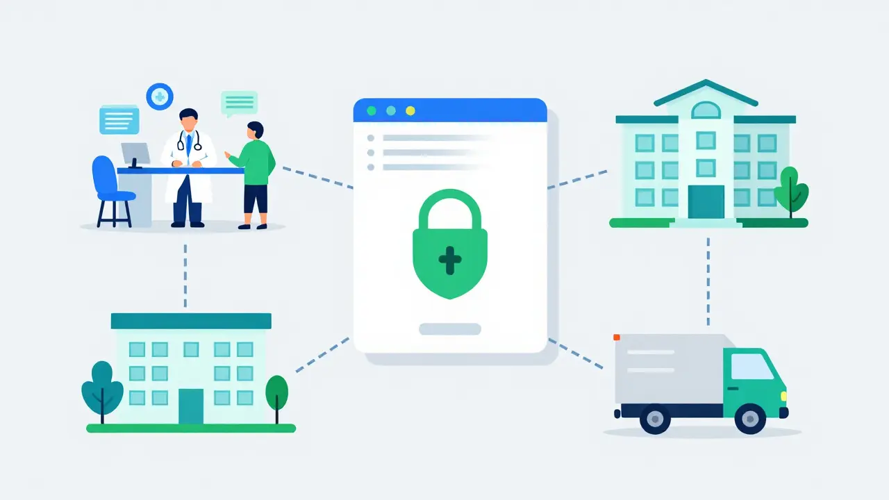 Conceptual map of a secure online pharmacy delivery process