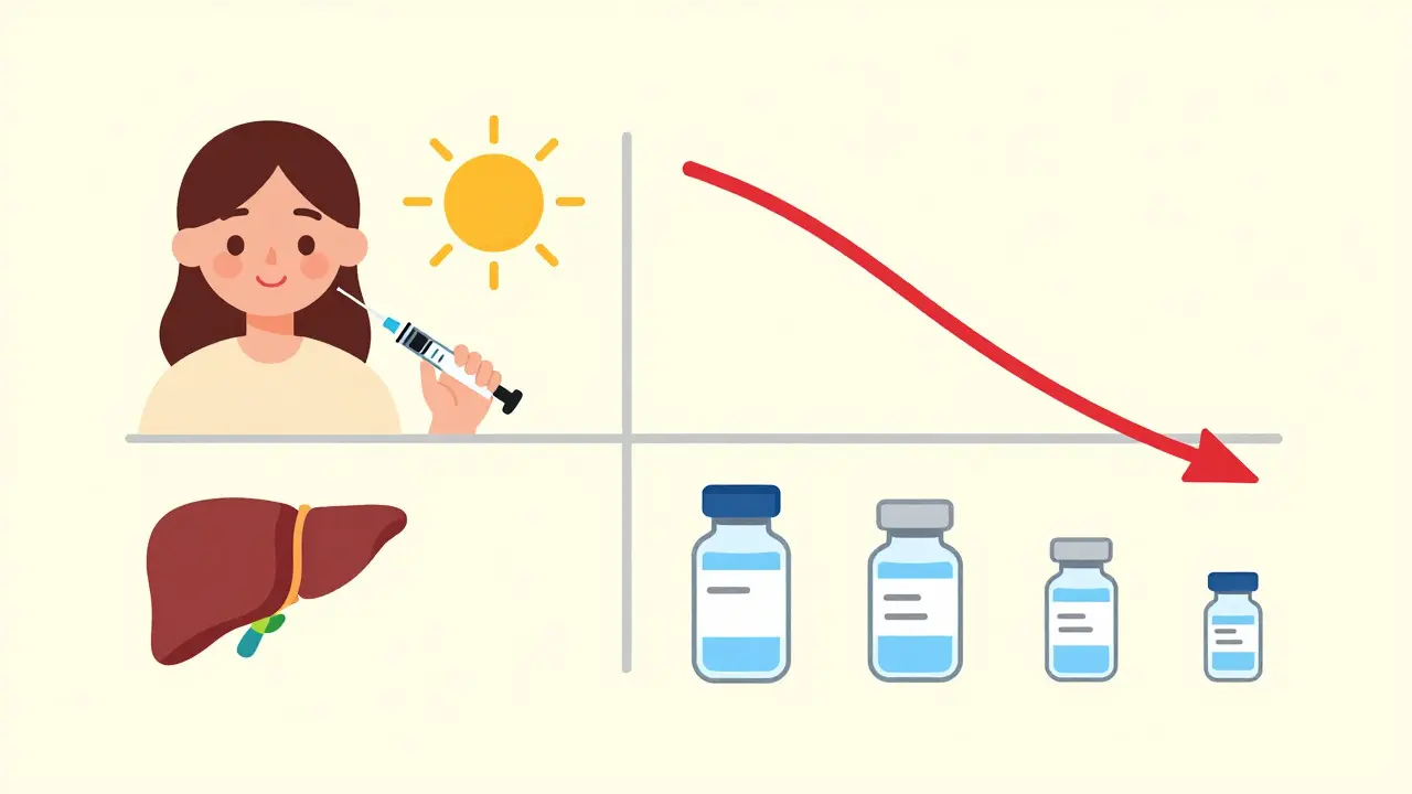 Illustration matching insulin doses to steroid tapering schedule