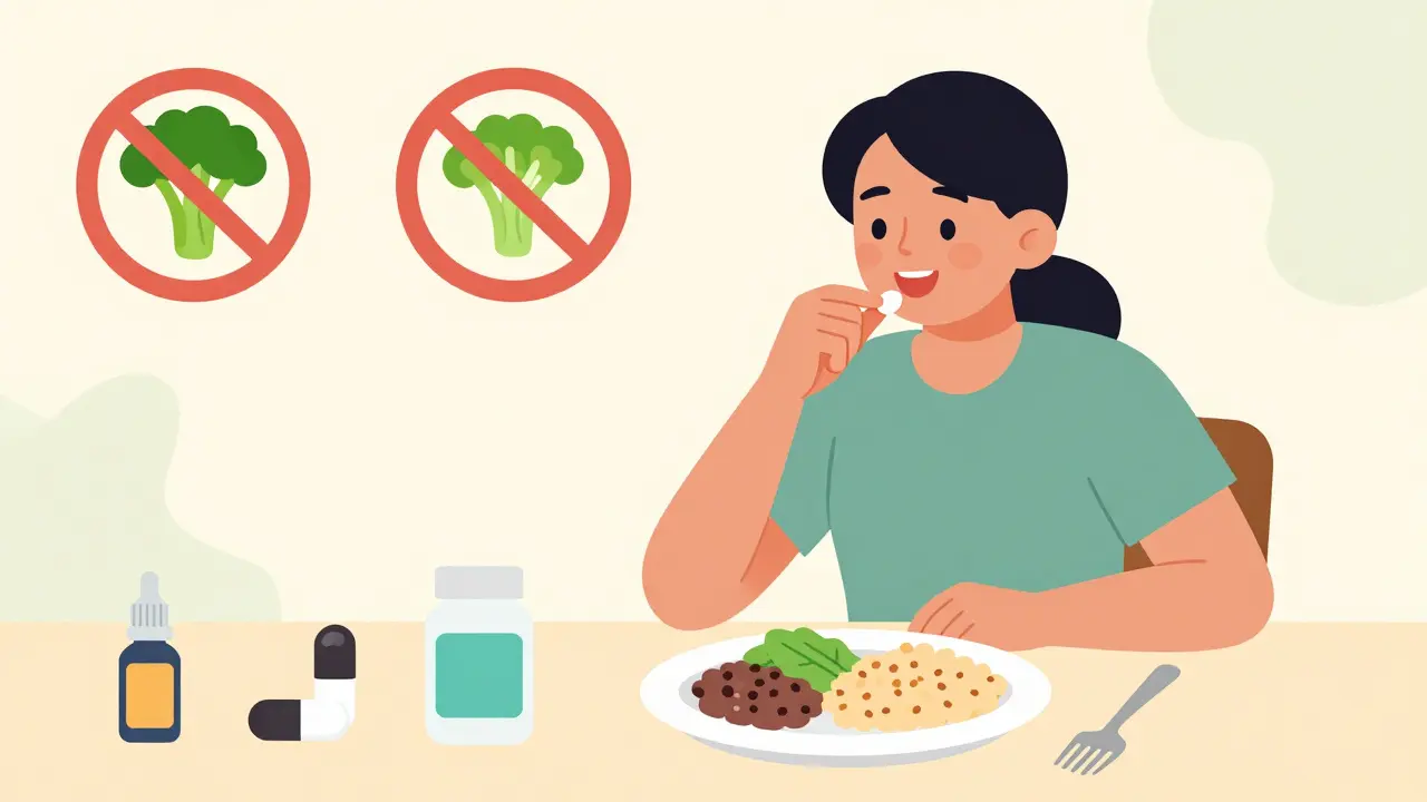 Patient managing diet and supplements to reduce bloating