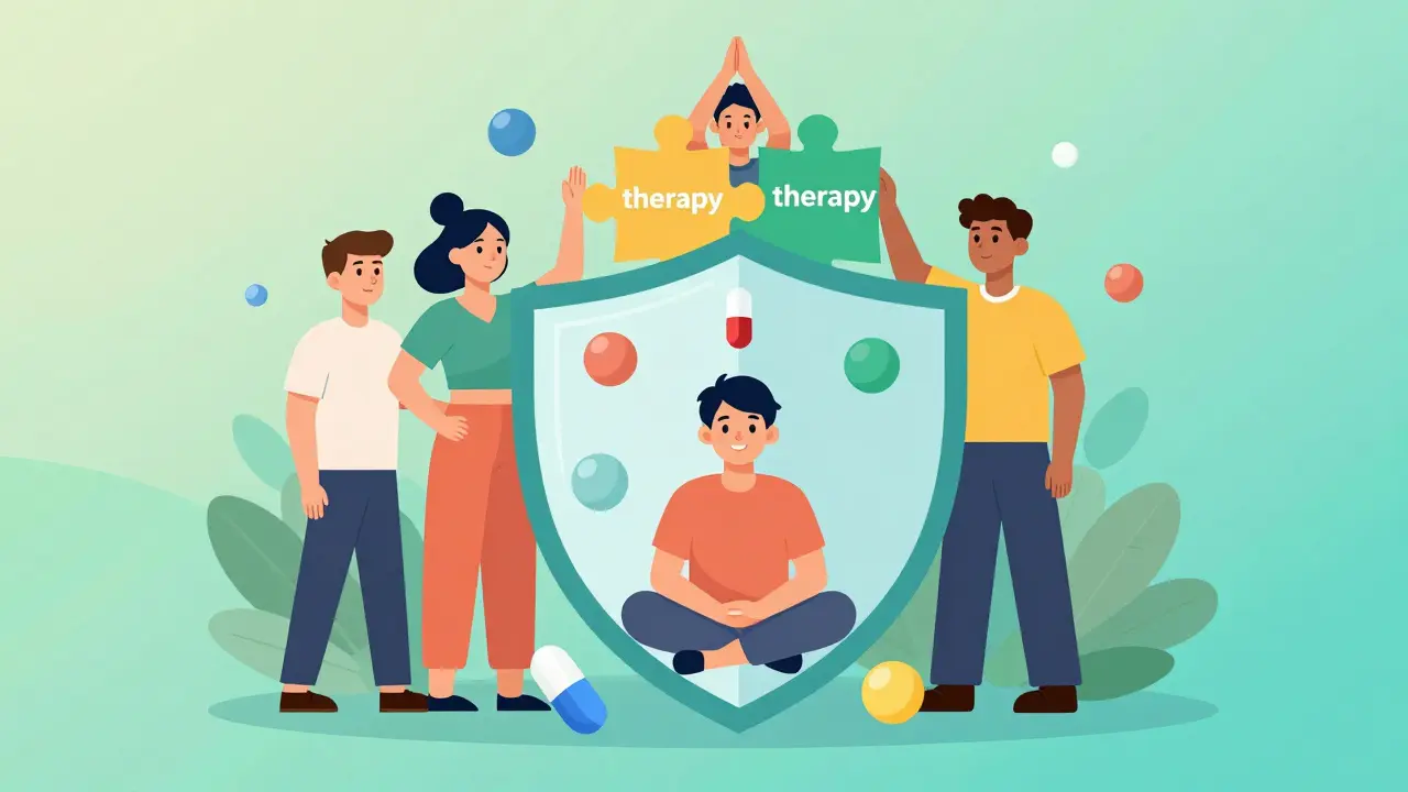 Flat design icons representing multimodal pain management strategies