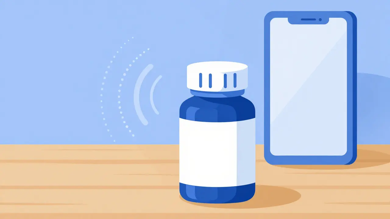 Smart medication bottle connecting to phone digitally