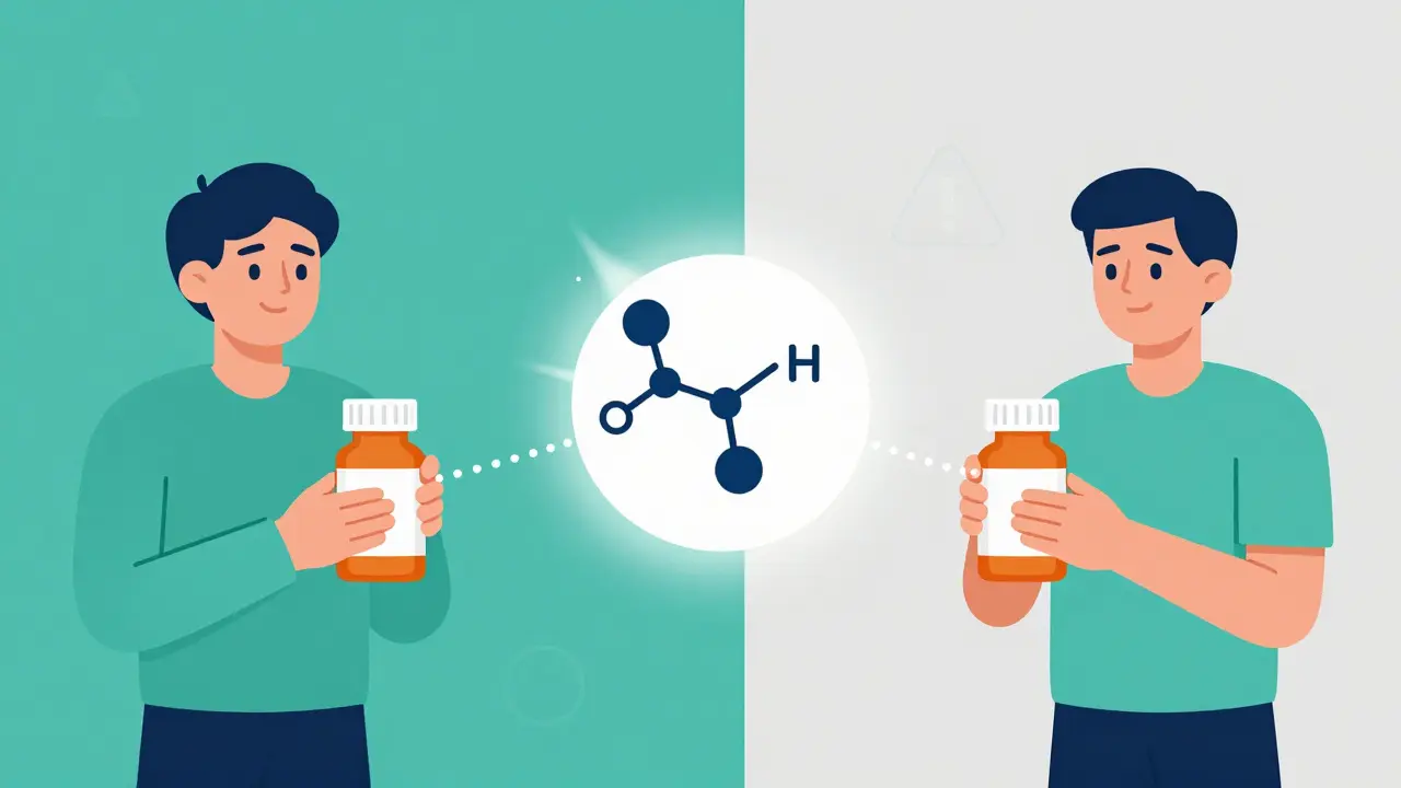 Two medicine bottles sharing one active ingredient icon