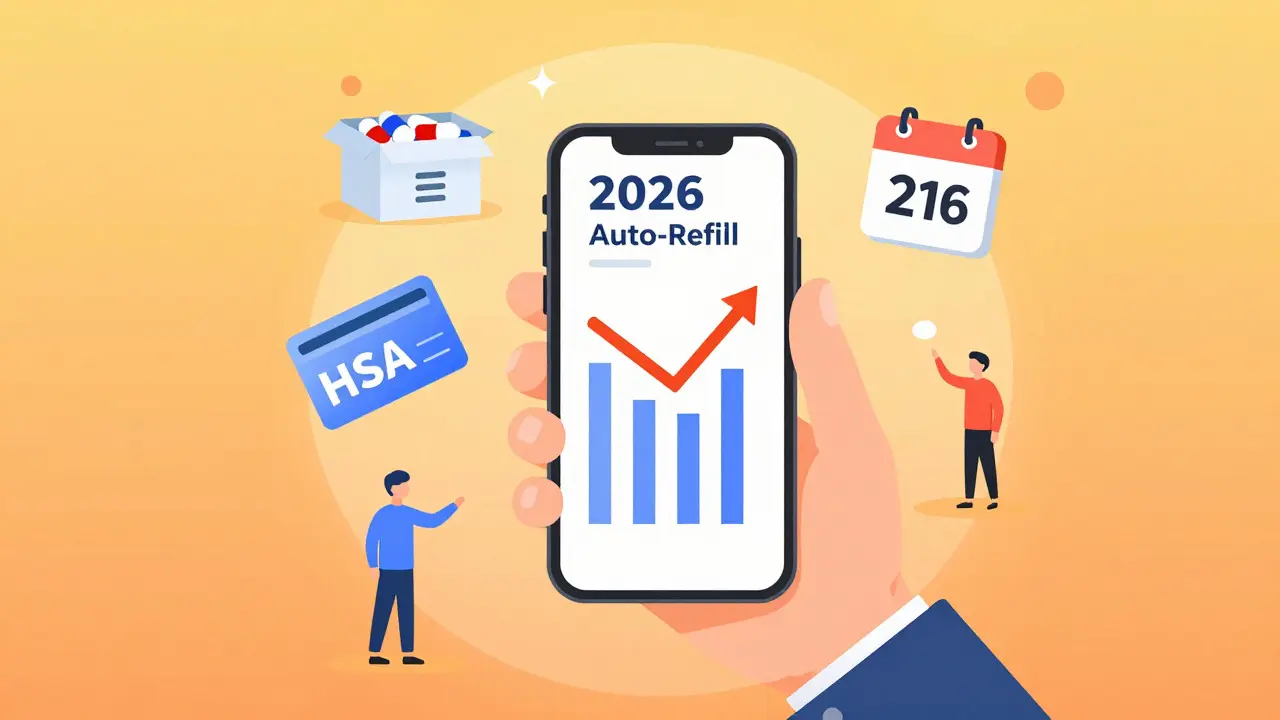 Smartphone showing price comparison tools and savings icons for prescriptions